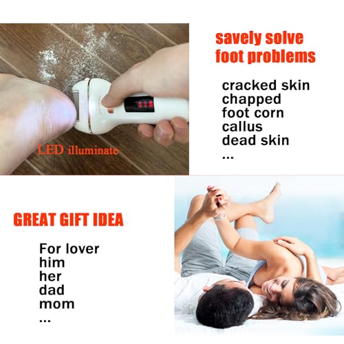Electric Foot Callus Remover- Long Service Time, Rechargeable Electronic Foot File- Ideal Gift, Professional Pedicure Tools, Waterproof Foot Scrubber, Pedicure Kit Feet Care for Dead Skin (White)