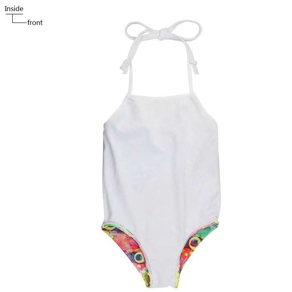 ELEQIN Swimsuits One Piece Swimwear Cute Rainbow Elephant Design Bathing Suits Rash Guard UPF 50+,3T-4T