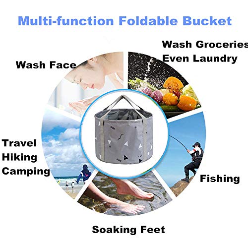 14L Collapsible Feet Bath Basin Soaking Bag for Kids, Portable Foot Spa Soak Tub Foldable Water Bucket for Travel Camping, Grey