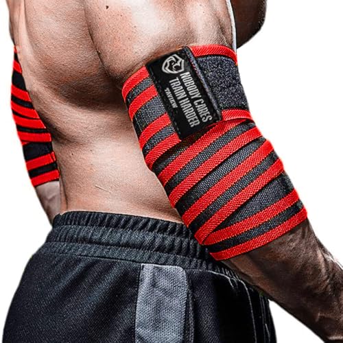 Elbow Wraps for Weightlifting (1 Pair), 47" Elastic Elbow Support & Compression Powerlifting, Fitness, Cross Training & Gym Workout - Elbow Straps for Weight Lifting