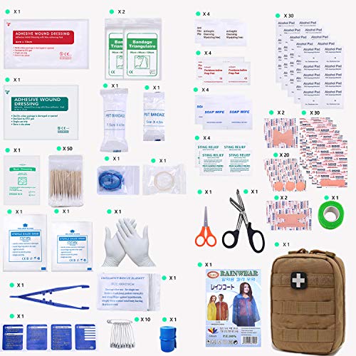 EMT Pouch MOLLE Ifak Pouch Tactical MOLLE Medical First Aid Kit Utility Pouch Carlebben (with Medical Supplies Tan)
