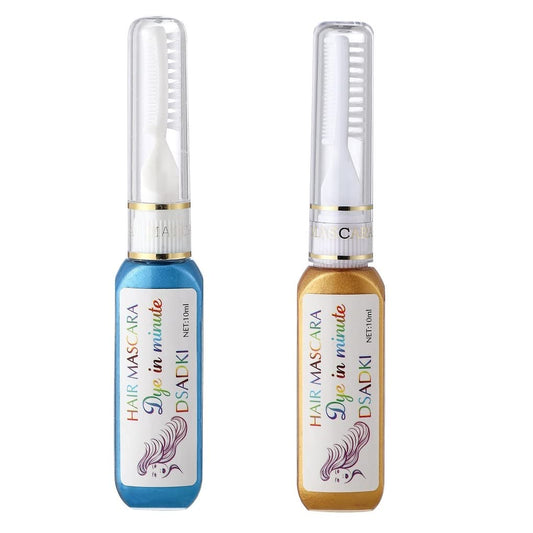 DSADKI Temporary Hair Color Mascara Washable Hair Dye Stick Non-toxic Instant Hair Chalk Dye for Girls Women (Turquoise Blue+Gold)