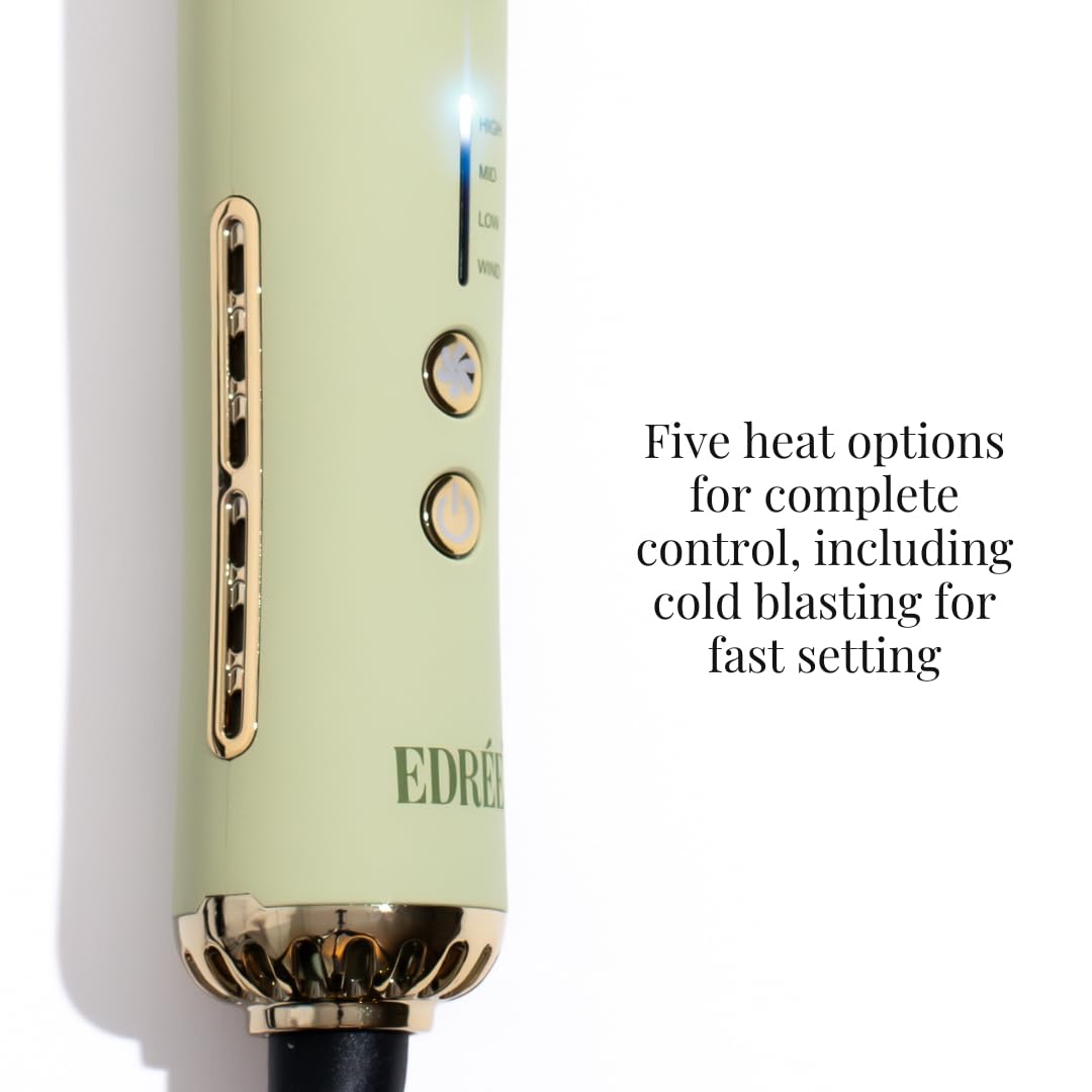 Edrée The Loulou 2-in-1 Airflow Hair Straightener & Curler | 1" Titanium Plates | 330°F to 450°F Heat Control with Cool Shot | 360 Swivel | Dual Voltage (Sage)