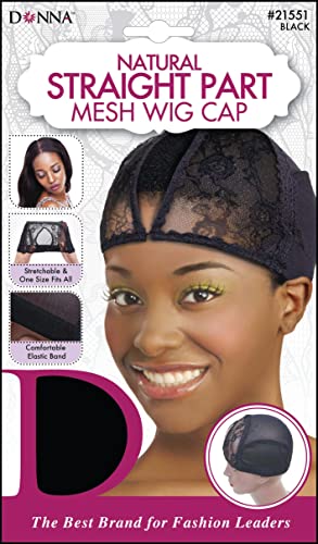 DONNA Straight Part Mesh Wig Cap, Wig Cap for Women or Men, for Sew-Ins, U Part Wigs Black Mesh