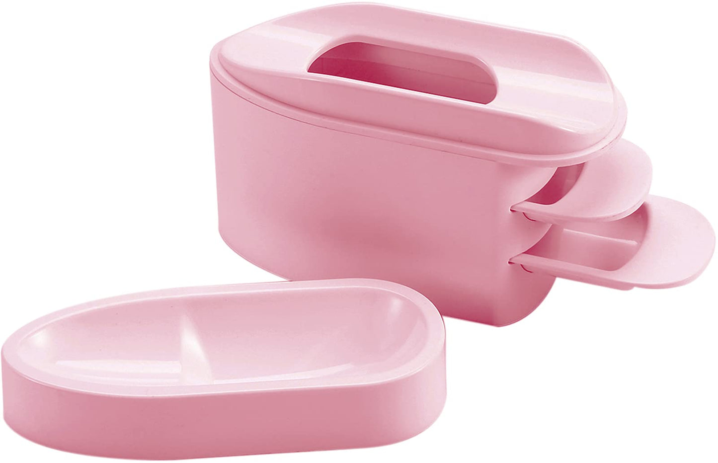 2-in-1 Dip Powder Recycling Tray System & French Tip Mold Dip Nail Tray - Nail Powder Glitter Rhinestones Pearls Saver Holder Storage Container Recycling Tool - French Smile Line Making Mold - Pink