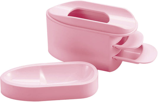 2-in-1 Dip Powder Recycling Tray System & French Tip Mold Dip Nail Tray - Nail Powder Glitter Rhinestones Pearls Saver Holder Storage Container Recycling Tool - French Smile Line Making Mold - Pink