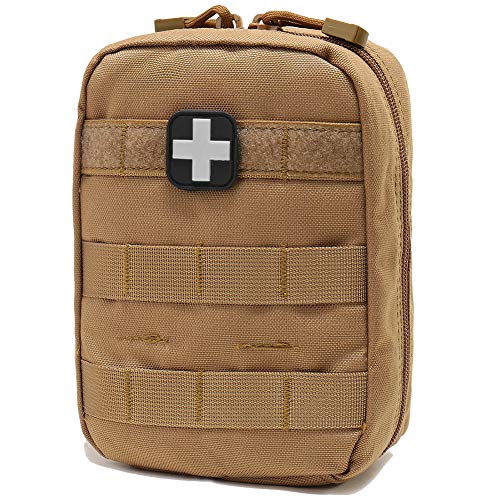EMT Pouch MOLLE Ifak Pouch Tactical MOLLE Medical First Aid Kit Utility Pouch Carlebben (with Medical Supplies Tan)