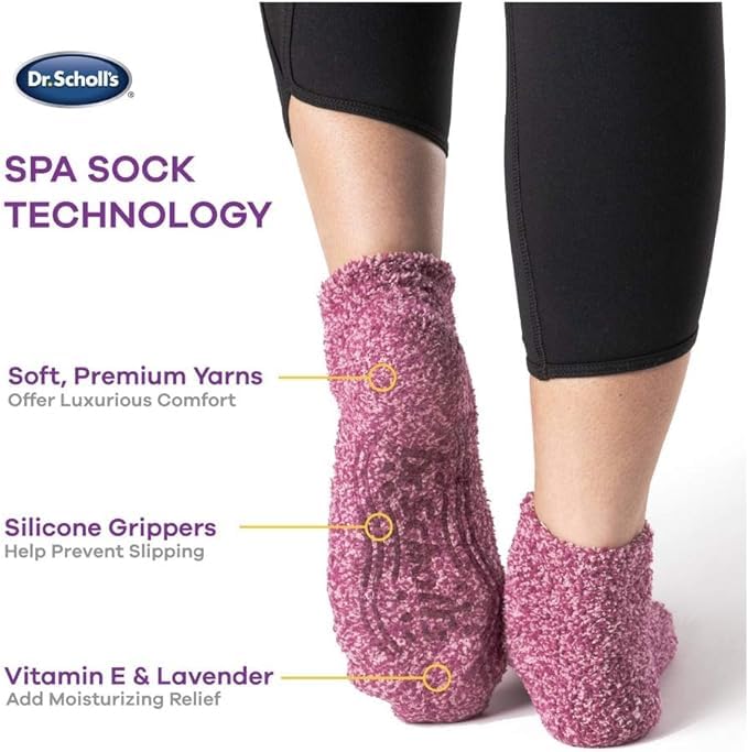 Dr. Scholl's Women's Soothing Spa Low Cut Gripper Socks, 3 Pack, Multi-Colored, Shoe Size: 4–10