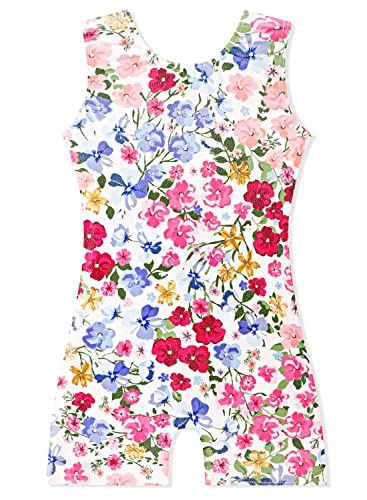 EQSJIU Gymnastics Biketards For Little kid Girls 6-7 Years Old Outfits Leotard With Shorts Gold Yellow Pink Blue Purple Floral Flower Multicolored Toddler Leotard Gymnastics