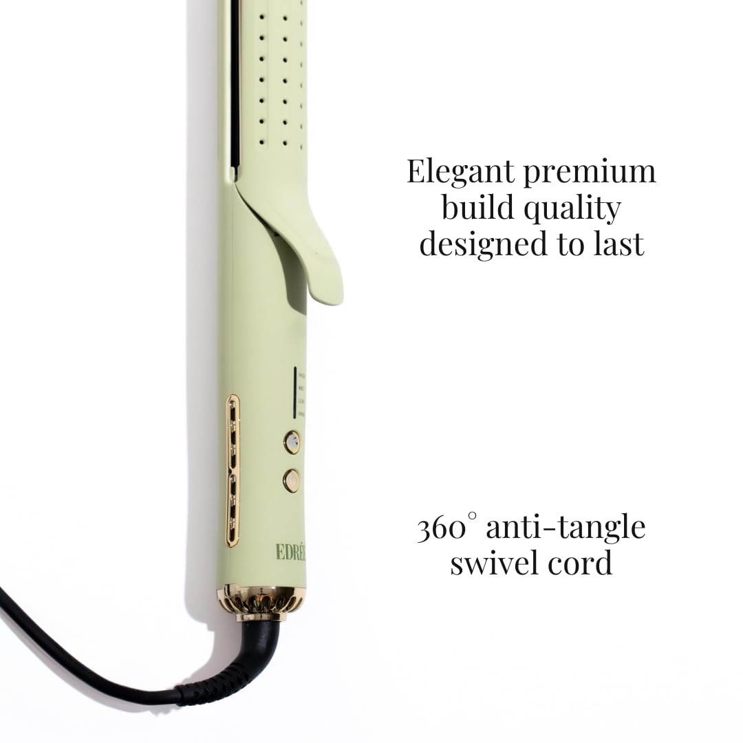 Edrée The Loulou 2-in-1 Airflow Hair Straightener & Curler | 1" Titanium Plates | 330°F to 450°F Heat Control with Cool Shot | 360 Swivel | Dual Voltage (Sage)