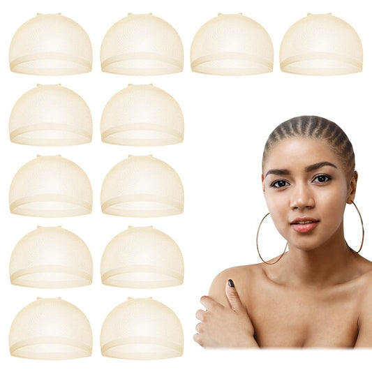 Dreamlover HD Wig Cap for Women, Transparent Cap for Lace Front Wig, Beige, 12 Pieces