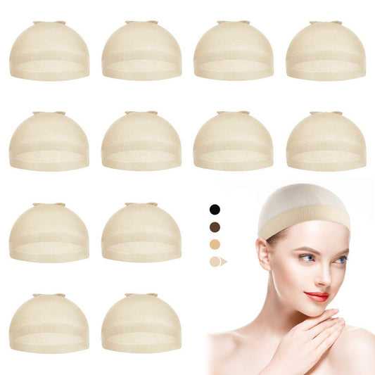 Dreamlover Nude Wig Cap for Lace Front Wig, Blond Stocking Cap for White Women, 12 Pieces