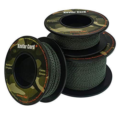 emma kites 1.1mm Braided Kevlar Cord Camo Green 200Lb 30Ft Abrasion/Flame Resistant Tactical Paracord, Trip Line, Cord Friction-Saw, Boot Laces, Camera Strap, Survival Cord, Model Rocket Shock Cord