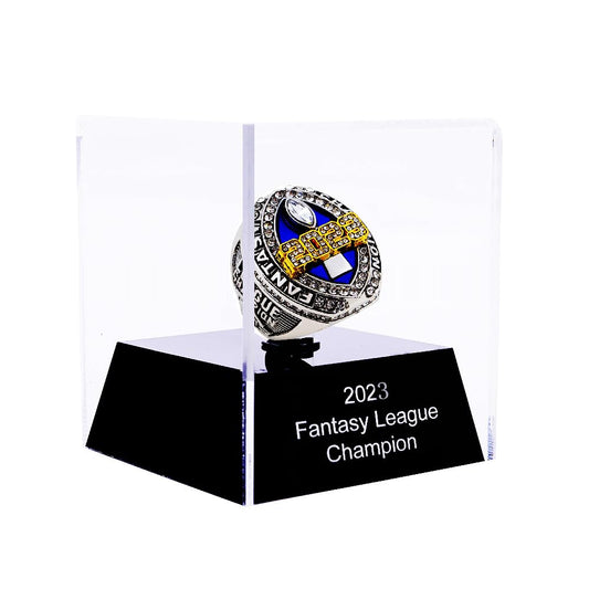 2023 Fantasy Football Championship Ring | Heavy FFL Champion Ring | Gold Silver Tone Plated Award Trophy for Fantasy Football League Winner (size 8, ring and case together)