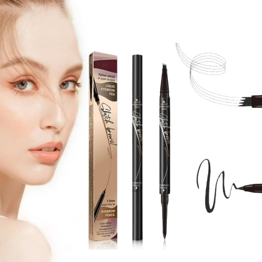 2 in 1 Eyebrow Pencil, 2025 NEW Magic Eyebrow Tattoo Pencil 4 Fork Tip, Waterproof Eyebrow Pen Microblading Eyebrow Pencil Natural Fine Stroke Eyebrow Pen (Black)