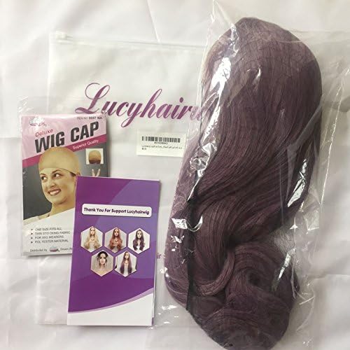 ELESTY Long Wavy Synthetic Lace Front Wig Glueless Purple High Temperature Heat Resistant Fiber Hair Wigs For Women