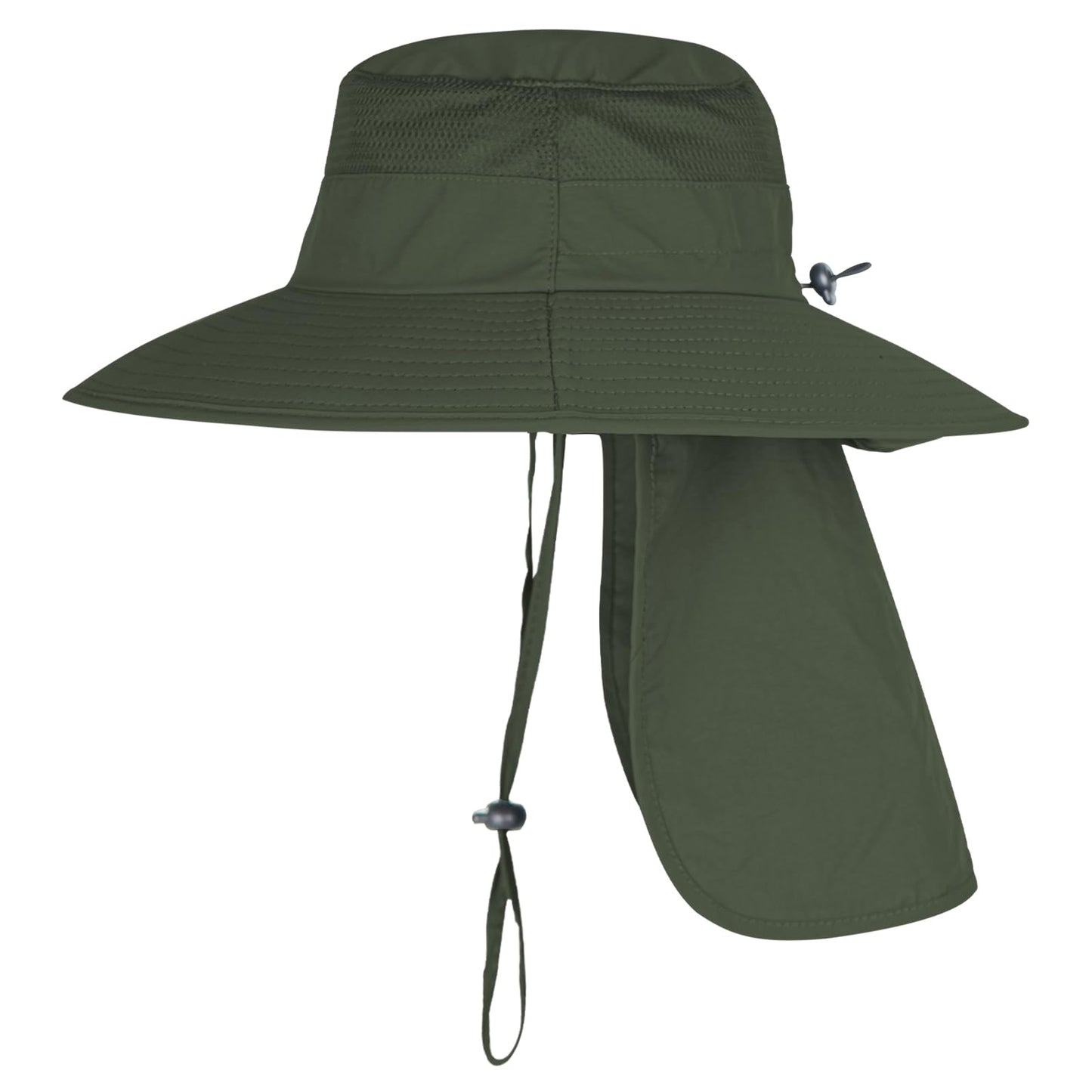 2Pack Sun Hats for Men Women Fishing Hat UPF 50+ Breathable Wide Brim Bucket Hats Summer UV Protection Safari Hat with Neck Flap Black/Army Green