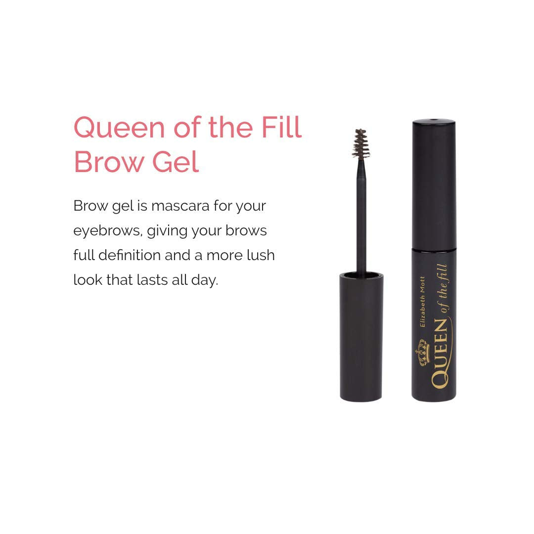 Elizabeth Mott Queen of the Fill Eyebrow Gel – Tinted Brow Filler, Volumizer & Setter – Defines, Shapes & Covers Gray Hairs – Water-Resistant, Long-Lasting – Cruelty-Free – Light Medium Brown 4g