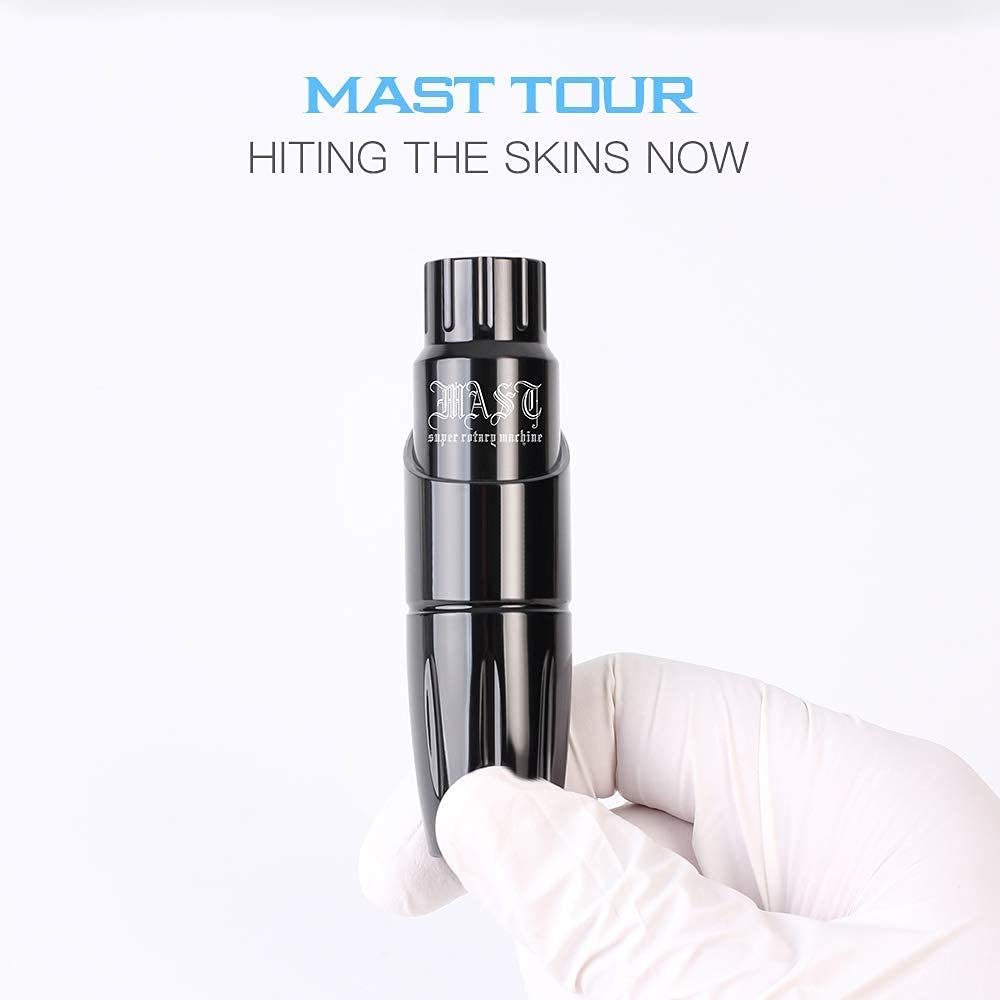Dragonhawk Rotary Tattoo Pen Machine Kit, Mast Tour Tattoo Permanent Makeup Gun 50Pcs Cartridges Needles Power Supply Color Inks with Carry Case