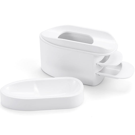 2-in-1 Dip Powder Recycling Tray System & French Tip Mold Dip Nail Tray - Nail Powder Glitter Rhinestones Pearls Saver Holder Storage Container Recycling Tool - French Smile Line Making Mold - White