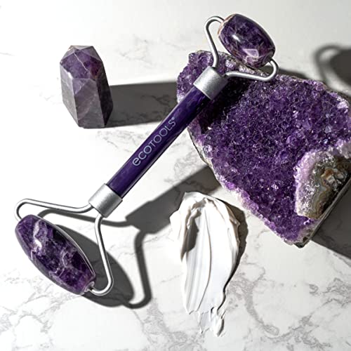 EcoTools Amethyst Facial Roller, Real Stone Face Roller & Massager, Skincare & Sculpting Tool, Reduces Puffiness & Dark Circles, Eco-Friendly Beauty Tool, Vegan & Cruelty-Free, 1 Count