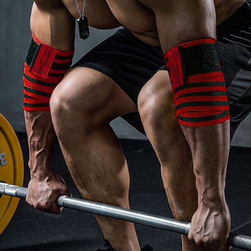 Elbow Wraps for Weightlifting (1 Pair), 47" Elastic Elbow Support & Compression Powerlifting, Fitness, Cross Training & Gym Workout - Elbow Straps for Weight Lifting