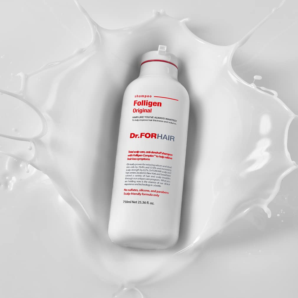 Dr.FORHAIR Scalp Strengthening Folligen Shampoo 750 ml/16.91 fl. oz. | Hair Strengthening Shampoo With Biotin And Ceramide | No.1 Korean Scalp Care | For Thinning Hair | Hypoallergenic