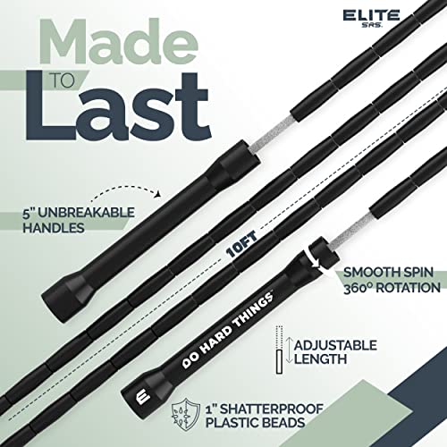 Elite Jumps Beaded Jump Rope | Adjustable Jump Ropes for Fitness with Unbreakable Handles and Shatterproof Beads | Crossover Jump Rope for Your Exercise Equipment | Segmented Jump Rope