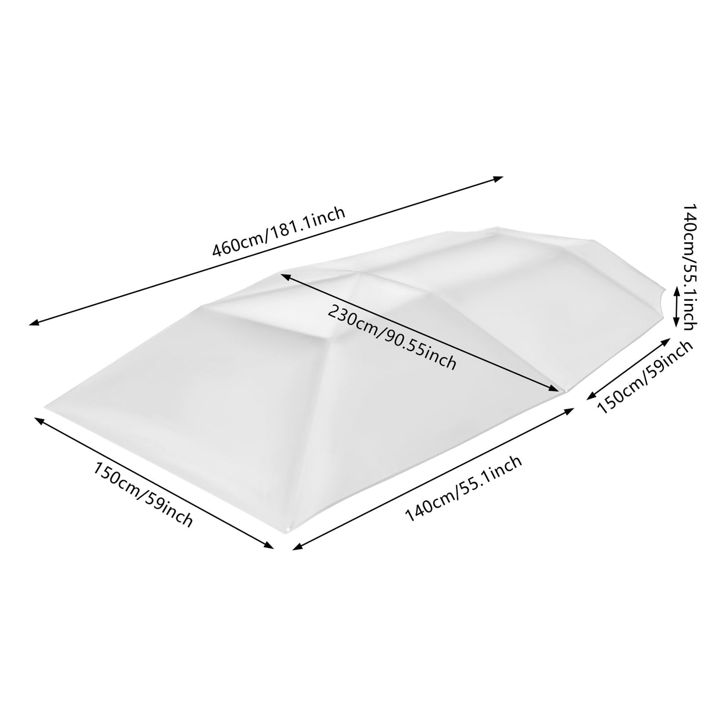 15.09x7.55ft Car Canopy Umbrella, Car Sun Shade Umbrella Cover Tent with Wind-Proof Ropes, Semi Automatic Portable Roof Tent for Cars Protection (Silver Grey)