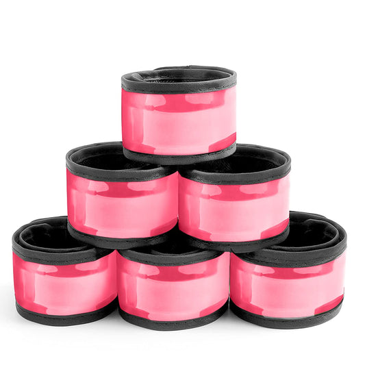 esonstyle Pack of 6 LED Light Up Band Slap Bracelets Night Safety Wrist Band for Cycling Walking Running Concert Camping Outdoor Sports (6 pcs-Pink)