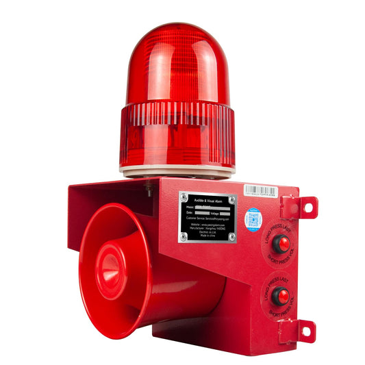 EOKHEOY Alarm Siren with Strobe Light 120dB Sound 25W Outdoor Waterproof Emergency Security Siren with Adjustable Volume Tone (with Plug) AC110V-120V