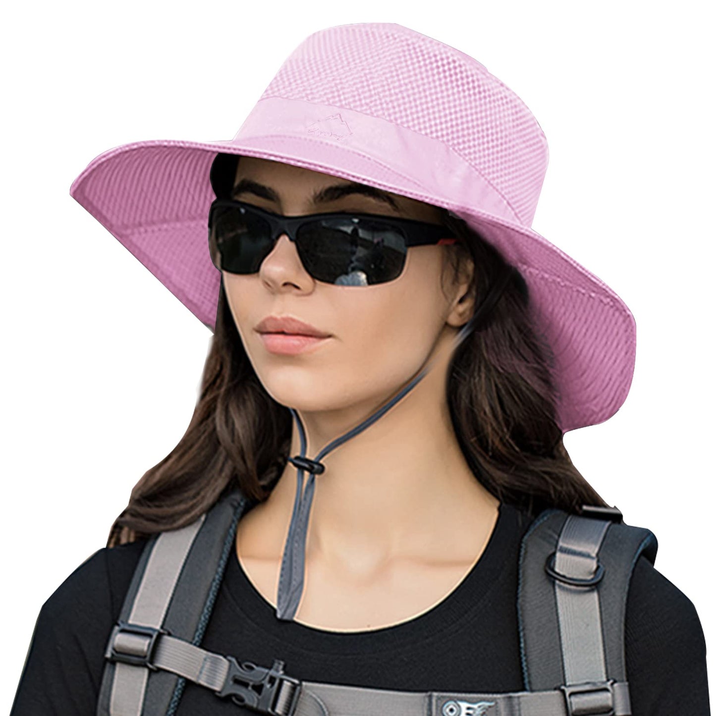 2 Pack Sun Hats for Men Women Fishing Hat UPF 50+ Breathable Wide Brim Summer UV Protection Hat Black/Purple