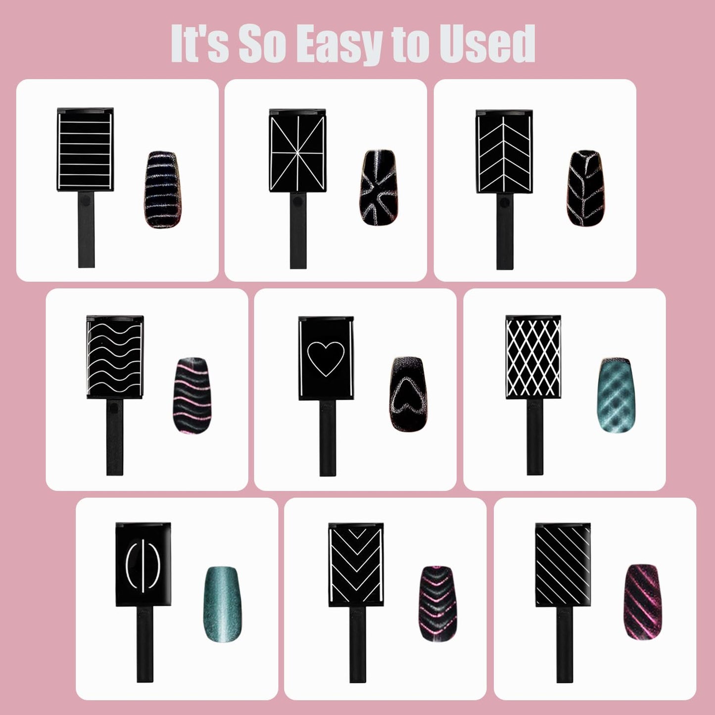 Dr.nail 11Pcs Nail Magnet Set - Cat Eye Gel Nail Polish Magnet for Nails, Magnet Tools for DIY Nail Art