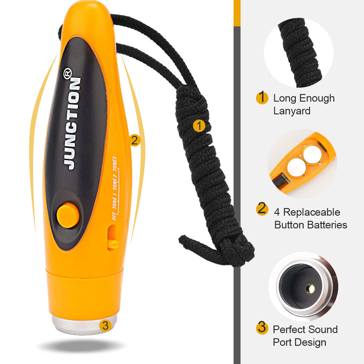 Electronic Whistle, Battery Operated Whistle Adjustable 3 Different Loud Whistle Sounds with Lanyard Handheld Electronic Whistles for Referees Volleyball Coaches Teacher, Soccer Sports Whistle-Yellow