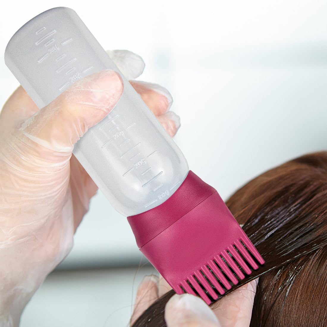 ELANE 4 Pack Root Comb Applicator Bottle, Hair Oiling Applicator for Hair Dye, Shampoos, Salons. (Purple+Red)