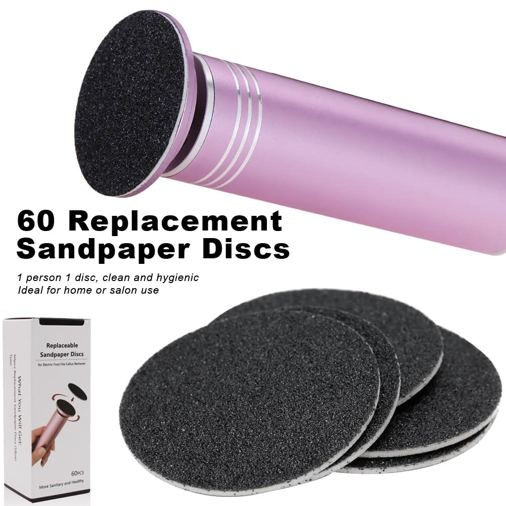 Electric Callus Remover for Feet, Professional Electric Foot File Foot Sander Pedicure Foot Care Tools for Hard Cracked Dry Dead Skin, Infinitely Adjustable Speed, 60 Sandpaper Discs, Pink