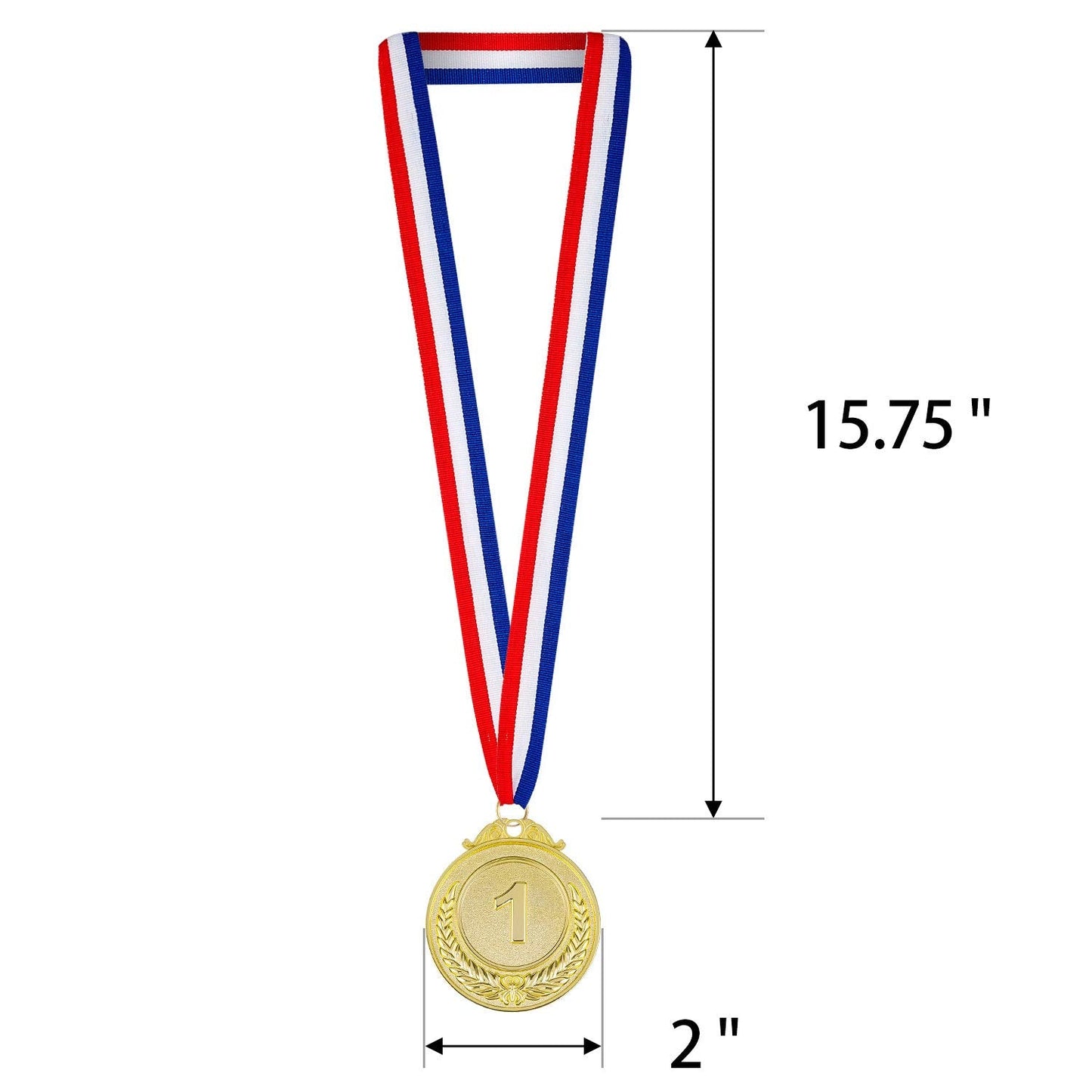18 Pieces Metal Winner Gold Silver Bronze Award Medals Style Metal Winner Awards with Neck Ribbon, 2Inches