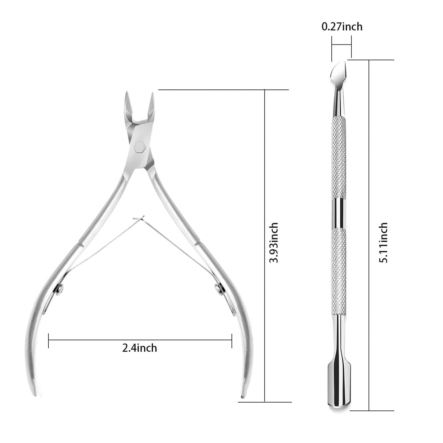 Ejiubas Cuticle Pusher Cuticle Nipper Stainless Steel Cuticle Trimmer Cuticle Remover Tool Set for Fingernails and Toenails Pedicure Manicure Tools Silver Christmas