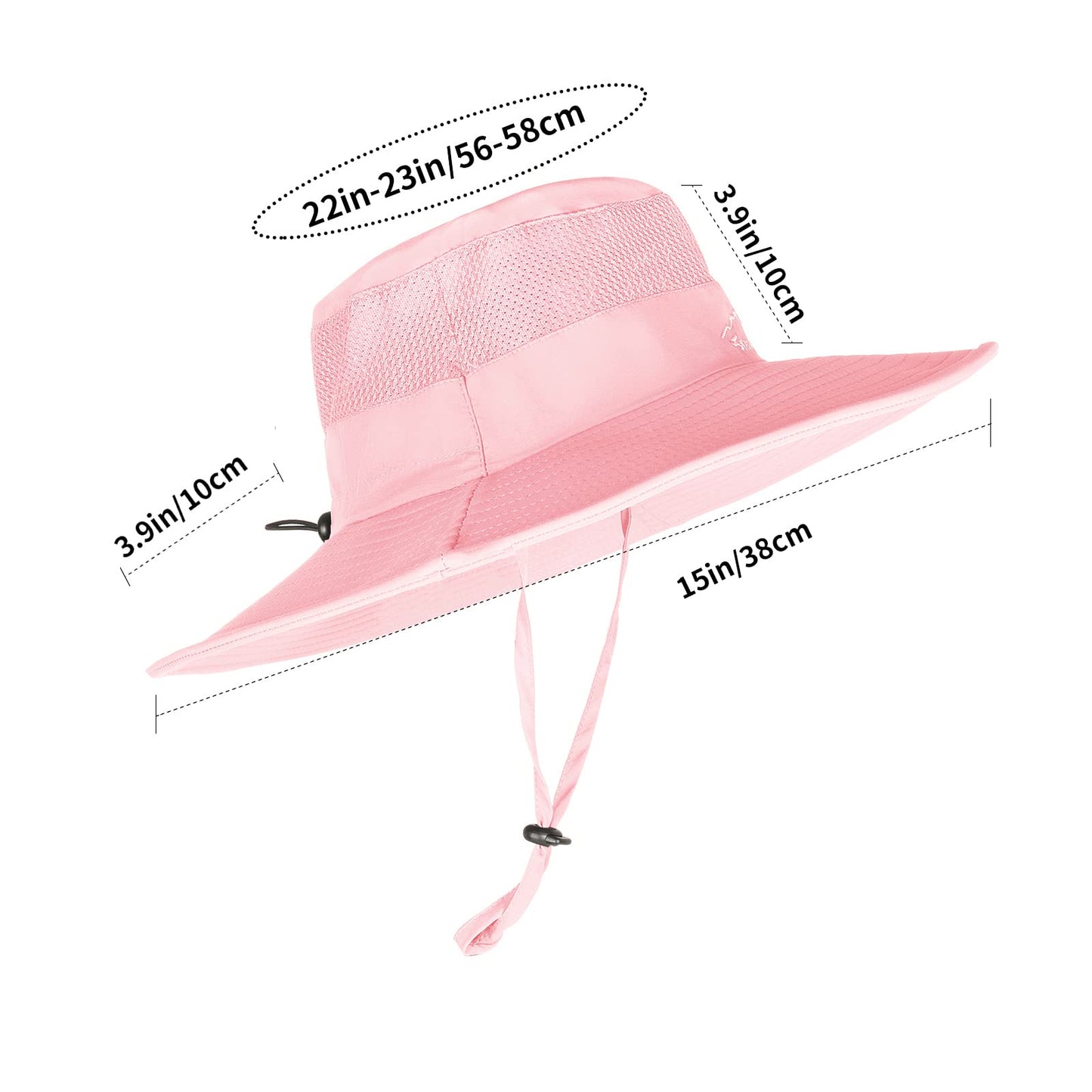 2 Pack Sun Hats for Men Women Fishing Hat UPF 50+ Breathable Wide Brim Summer UV Protection Hat Black/Pink