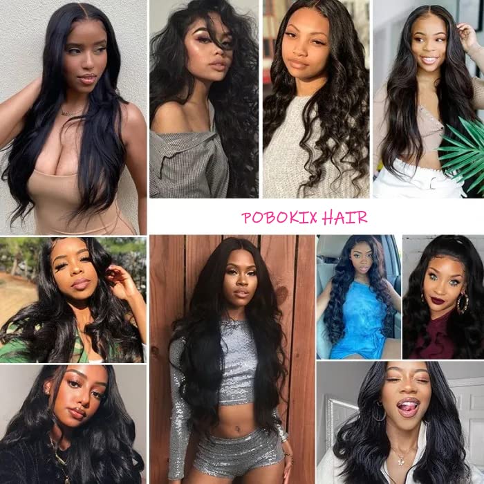 28Inch Clip in Hair Extensions Real Human Hair Body Wave 8Pcs Brazilian Human Hair Clip in Extensions with 18Clips Double Lace Weft 120g #1B Natural Black