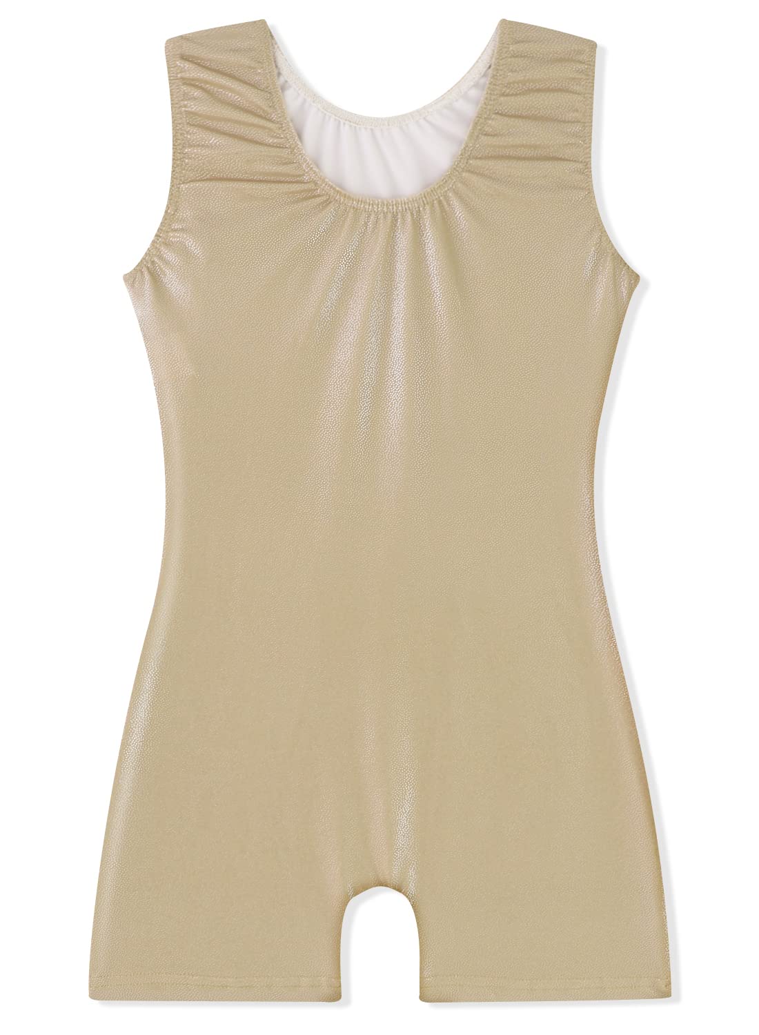 EQSJIU Girls Gymnastics Leotards With Shorts Nude Tan White Adorable Shiny Sparkle Gymnastics Clothes For Girls 5-6 Years Little Girls