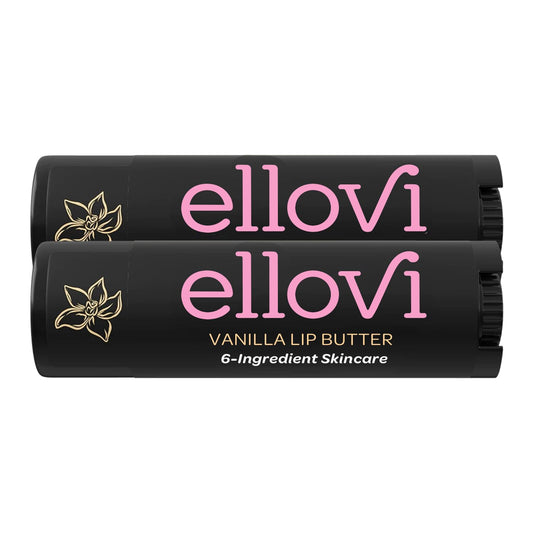 Ellovi Natural Lip Butter Lip Balm - Vanilla - Pure Enough to Eat - Made With Just 6 Vegan Ingredients - 100% Natural & Organic Moisturizing Lip Care for All Day Hydration (2-Pack)
