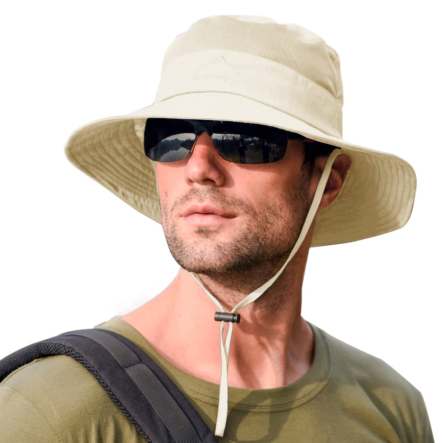 2 Pack Sun Hats for Men Women Fishing Hat UPF 50+ Breathable Wide Brim Summer UV Protection Hat Black/Beige