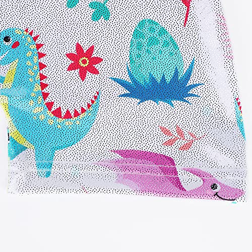 EQSJIU Girls ,Little kid Gymnastics Outfit White Dinosaur Strawberry Rain Cloud Shiny Sparkle Gymnastics Leotards For Girls 5/6 Years Primary Gym Class