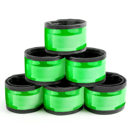 esonstyle Pack of 6 LED Light Up Band Slap Bracelets Night Safety Wrist Band for Cycling Walking Running Concert Camping Outdoor Sports (6 pcs-Green)