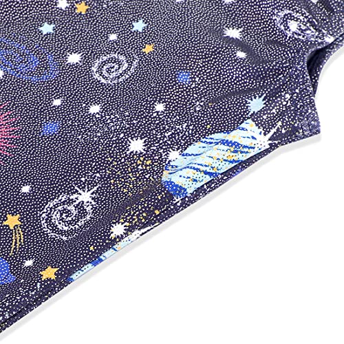 EQSJIU Girls Gymnastics Leotards with Shorts 5-6 Black Cosmos 5/6 Years Old Toddlers Planet Star Starry Galaxy Sparkly Sparkle Galaxy Outfits Dance Clothes