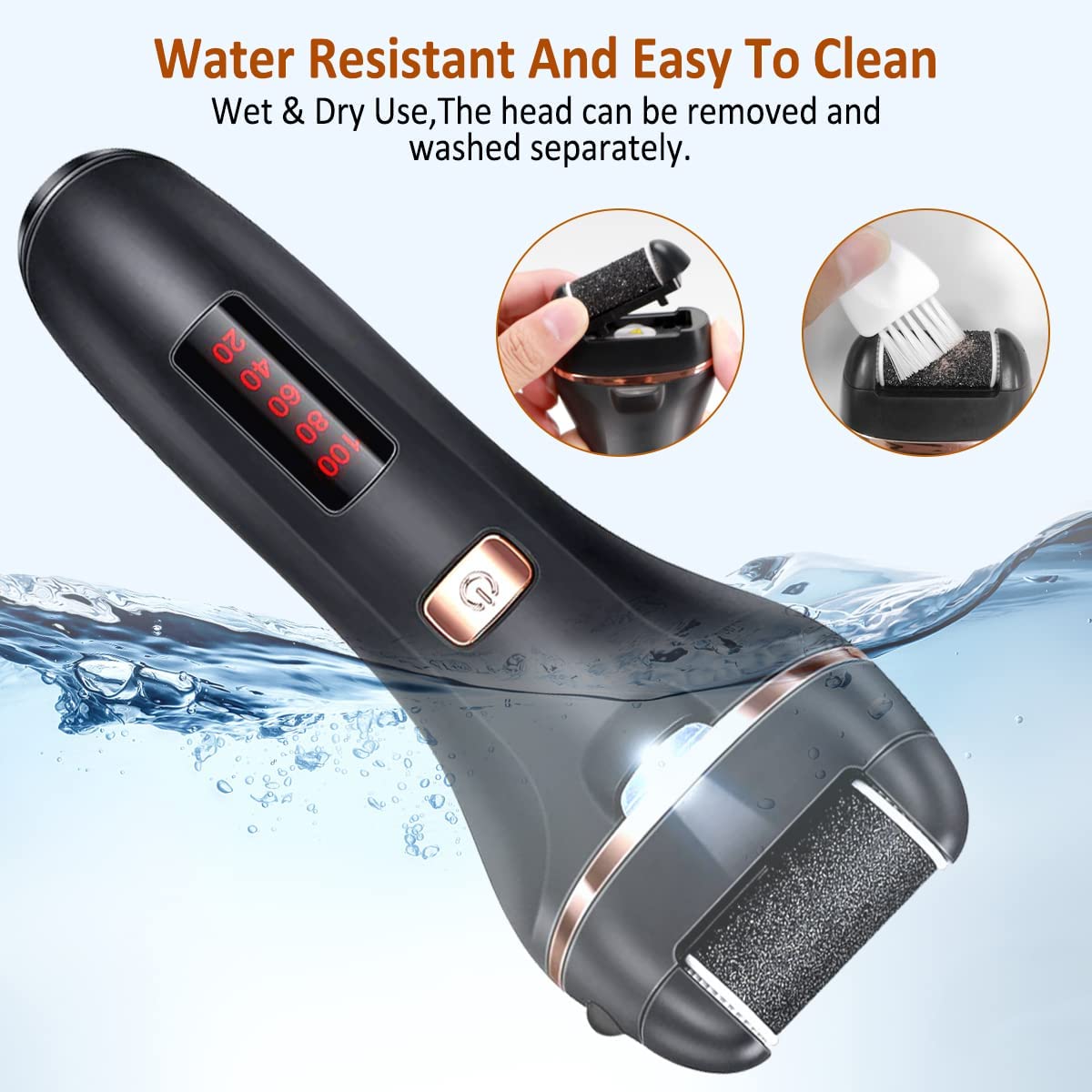 Electric Callus Remover for Feet,Rechargeable Foot File Hard Skin Remover,Waterproof 14 in1 Professional Pedicure Kit for Cracked Heels &Dead Skin,with 9 Roller Heads 2 Speed, Battery Display