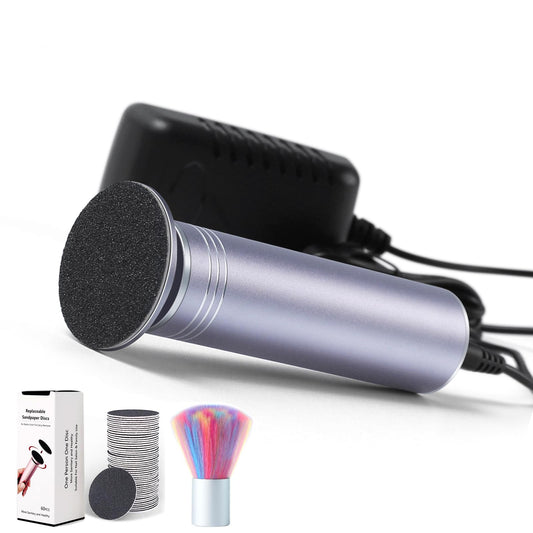 Electric Callus Remover for Feet (Adjustable Speed) Professional Electric Foot File Sander Pedicure Tools with 60pcs Sandpaper Discs Hard Dead Skin Remover, with Clean Brush (FCR-02 Gray)