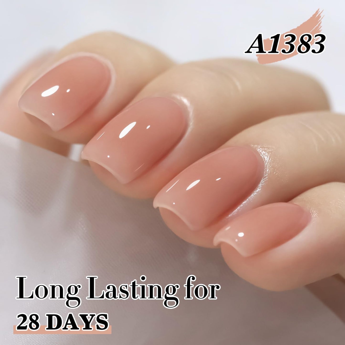 Double Rhythm 15ML Gel Polish Jelly Sheer Pastel Light Milky Color 1 PC 0.53 OZ Bottle UV Nail Polish Art Salon at Home for Women (Baby Pink Nude-B-A1383)