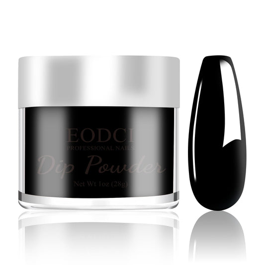 EODCI Black Dip Powder, 1OZ Neutral Nail Dip Powder for Long-lasting 28 Days+ Dip Nail Art French Manicure Nail Starter & Professional Home DIY Salon Use